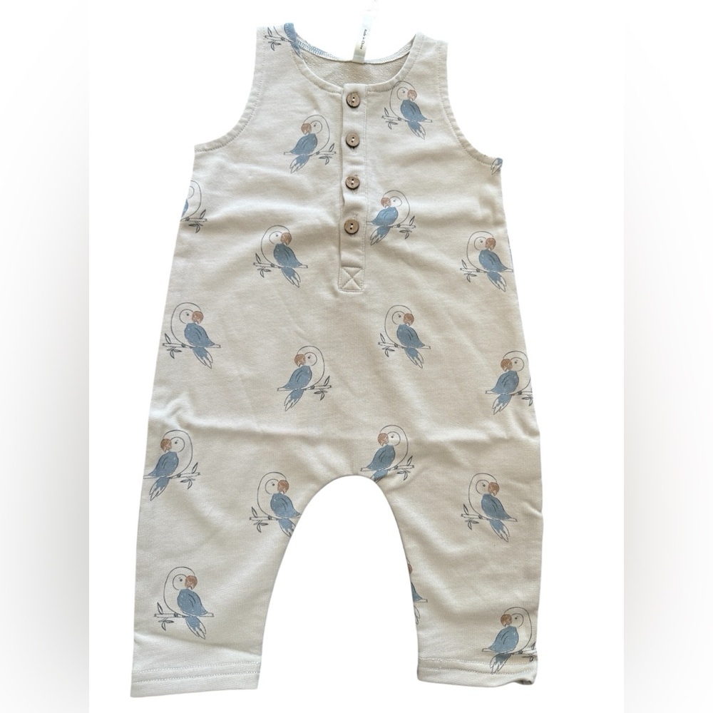NWTS Rylee + Cru Parrot jumpsuit, buttons, size 12-18 months, French terry